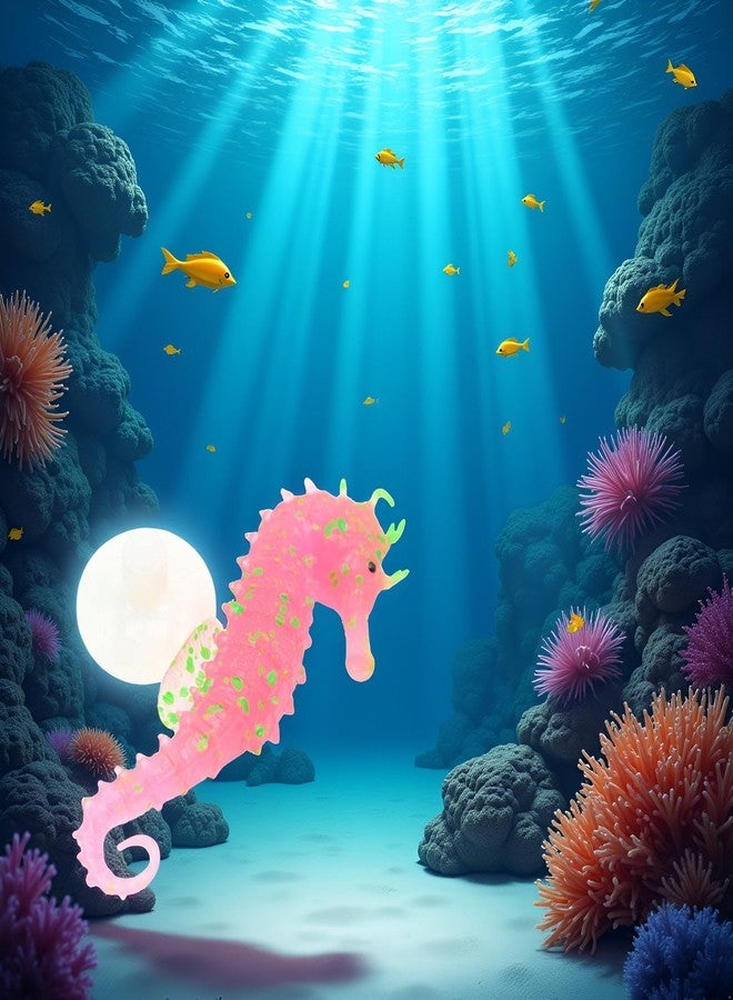 Pxiryanlow Red Aquarium Decor Luminous Artificial Soft Seahorse Hippocampus Fish Tank Ornament Exquisite Popular Aquarium Pipe Decoration Fixed by Invisible Line and Sucker - Image 3